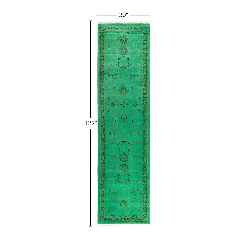 Contemporary Overdyed Wool Hand Knotted Runner - 2' 6" x 10' 2"