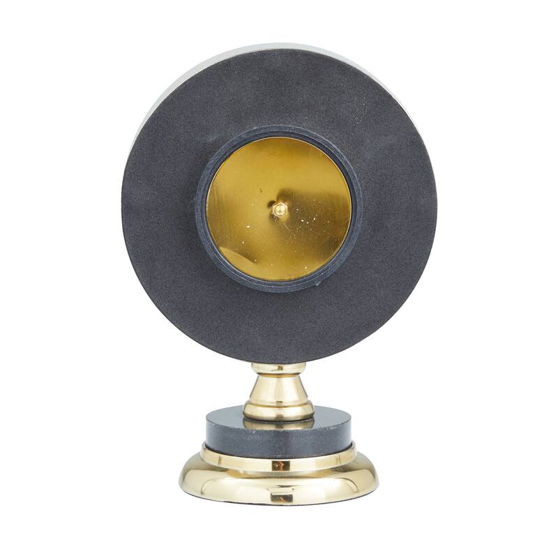 Gold Stainless Steel Metal Clock with Black Face
