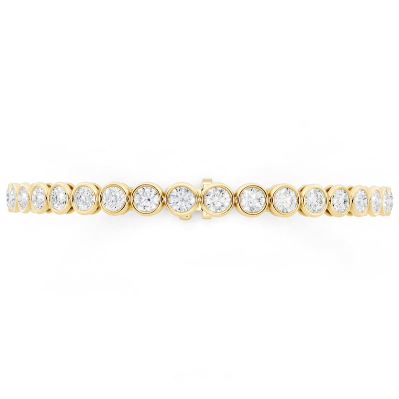 Auriya 14K Gold Round Lab Grown Diamond Bezel Tennis Bracelet 5 1/4 ct. tw. (E-F VS)