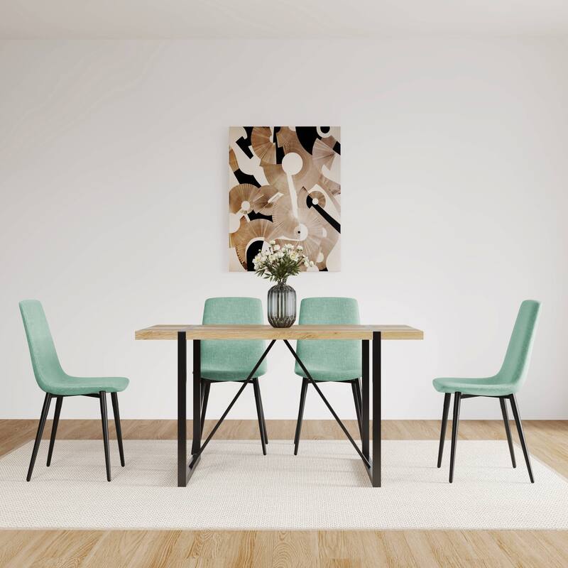 Set of 4 Modern Upholstered Dining Accent Chairs with Metal Legs
