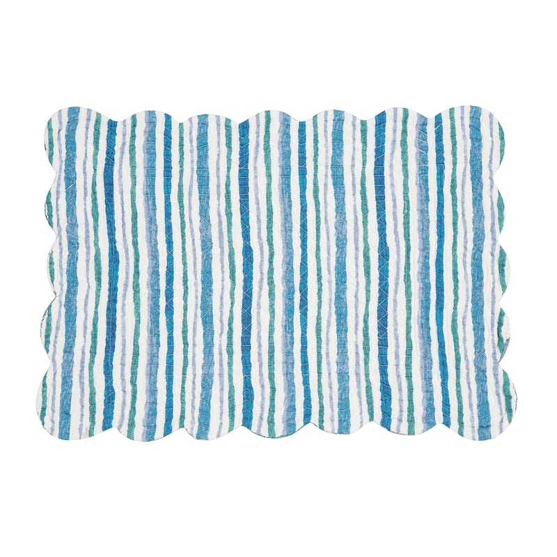 Turtle Bay Quilted Reversible Blue Coastal Placemat Set of 6 - Set of 6