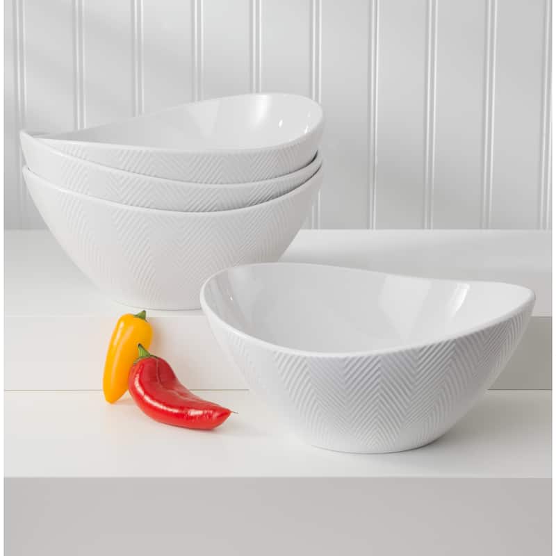 Euro Ceramica Highlands White Porcelain 3 Piece / 4 Piece Serving Bowl Set - 4 Piece