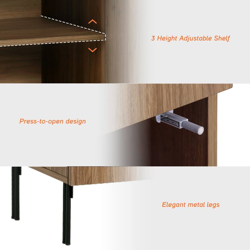 94.5" Modern Reeded Drawer Dresser Set With Doors, Minimalist Chest Of Drawers With Storage