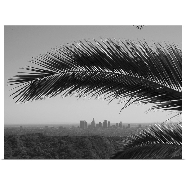 Los Angeles skyline with palm trees in the foreground Poster 24x36 inch 