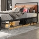 preview thumbnail 4 of 14, King Metal Platform Bed Frame with Upholstered Headboard Wireless Charging