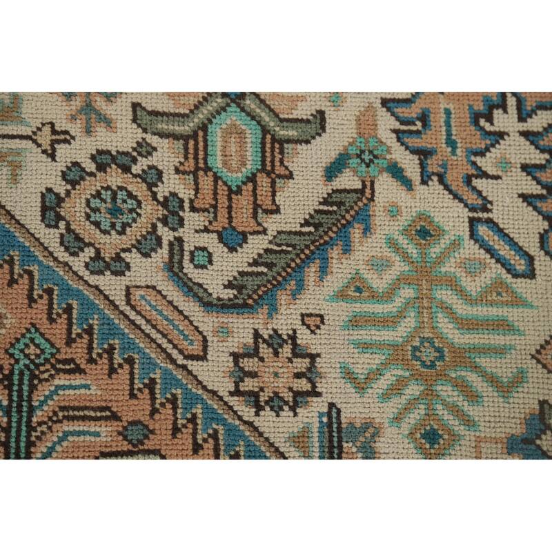 Geometric Tabriz Vintage Persian Area Rug Handmade Wool Carpet - 9'11" x 12'7"