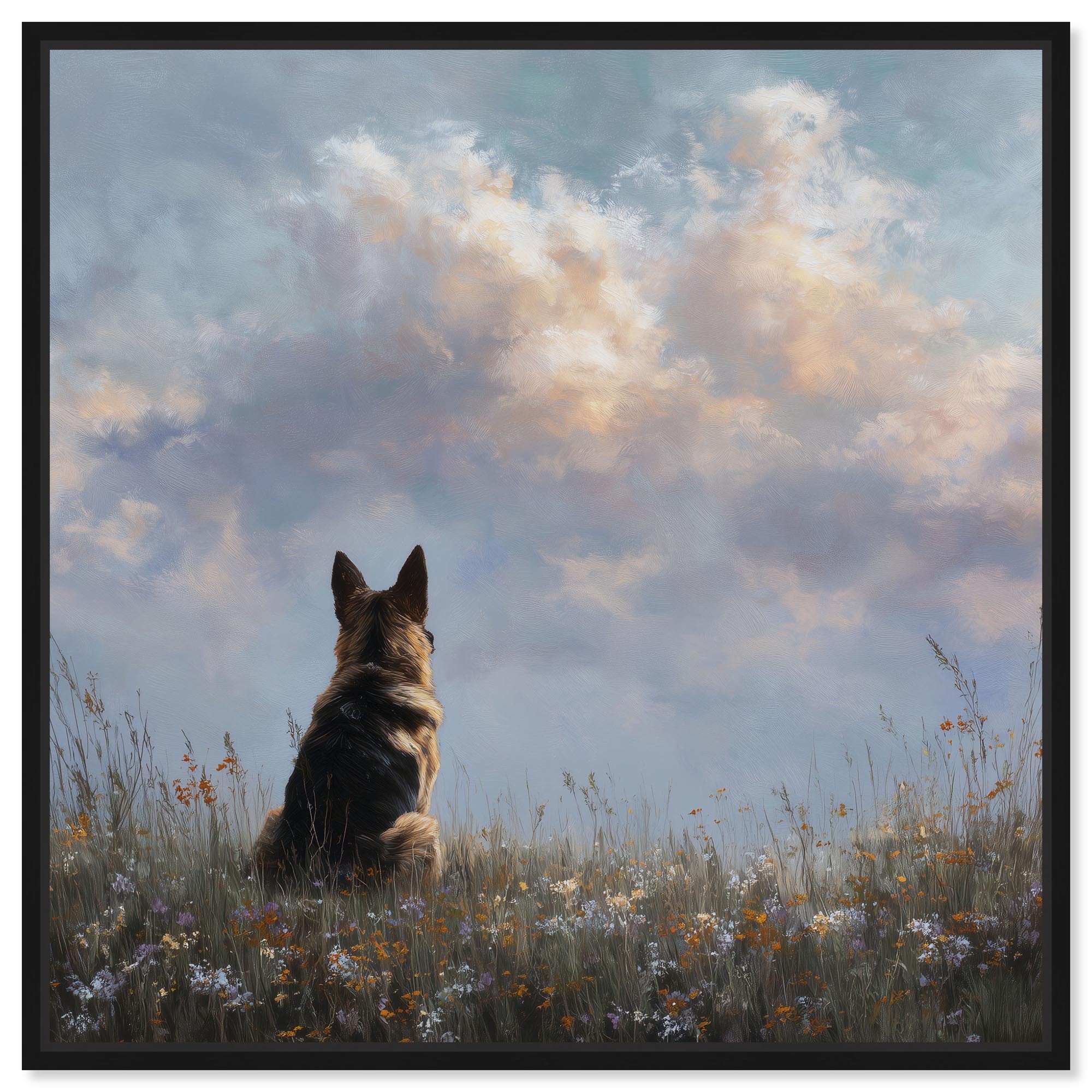 Dog in the Flowers I Pet Wall Decor Canvas Print by Art Remedy