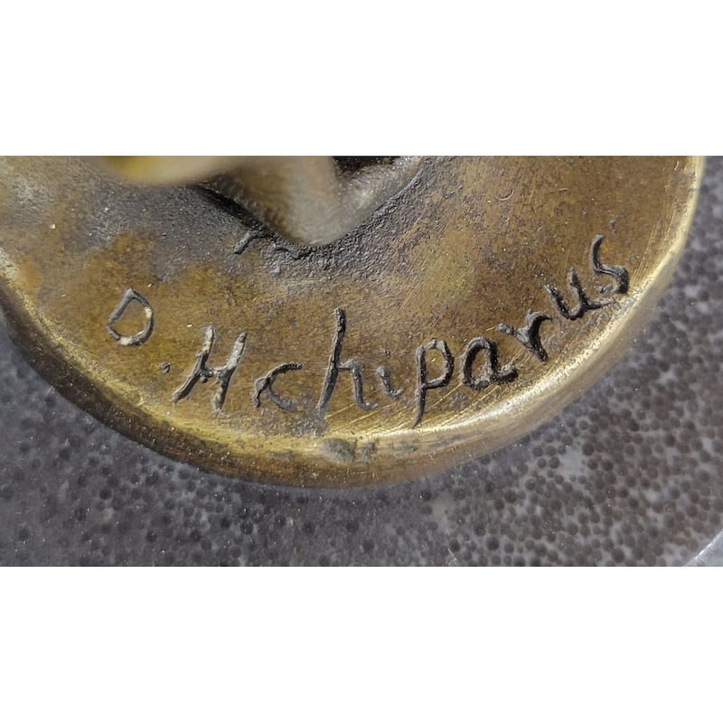 Vintage Signed Exotic Dancer Chiparus Bronze Statue Art Deco Brown Patina Figure
