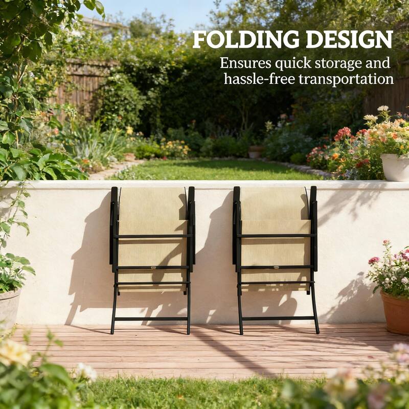 GDFStudio - Petersen High Back Folding Outdoor Dining Chairs Set of 2 - Set of 2