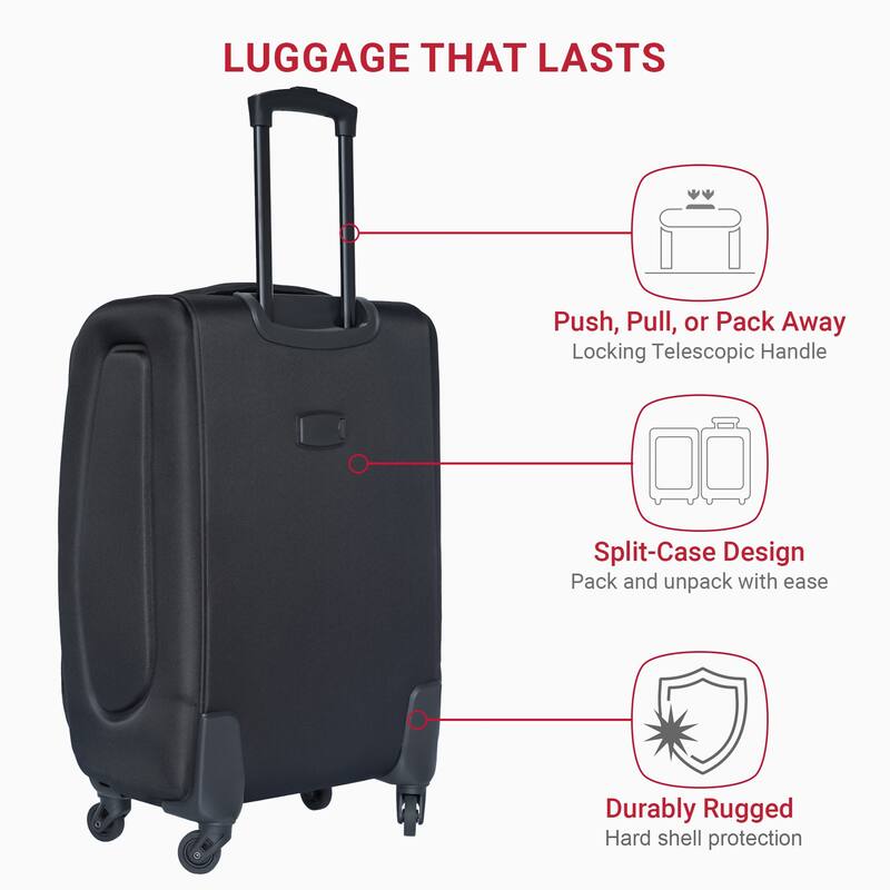 2 Piece Oxford Trolley Case Suitcase Set, Softshell Lightweight Durable Suitcase with Backpack and Universal Wheel, for Travel