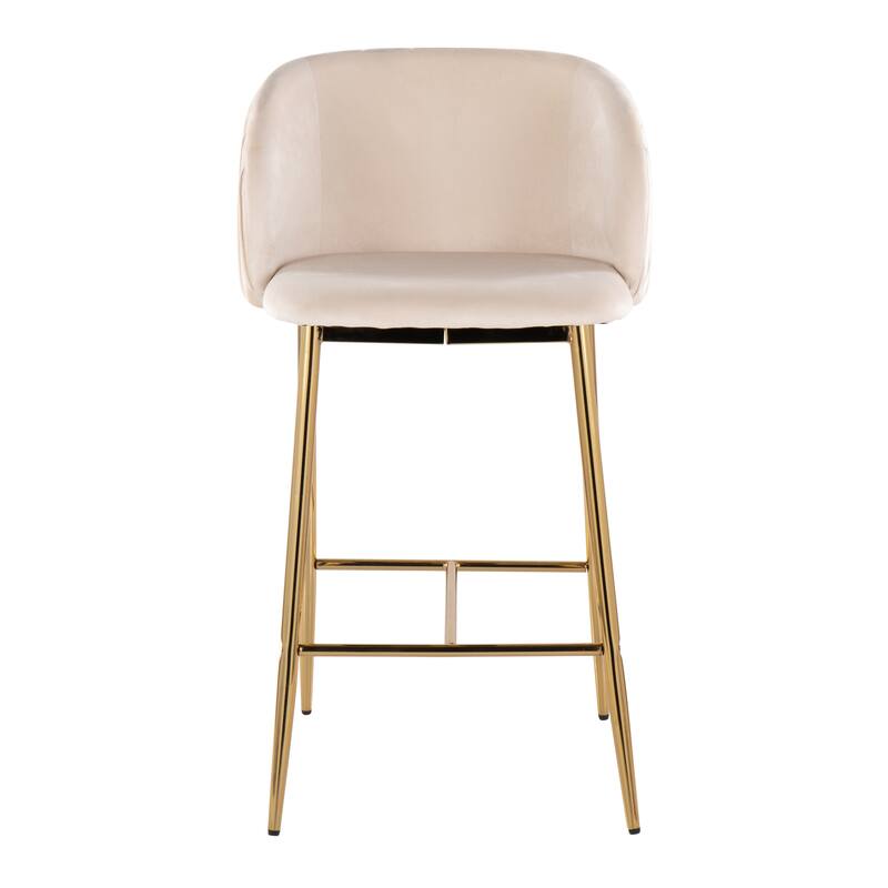 Silver Orchid Pleated Fixed-Height Counter Stool - Set of 2
