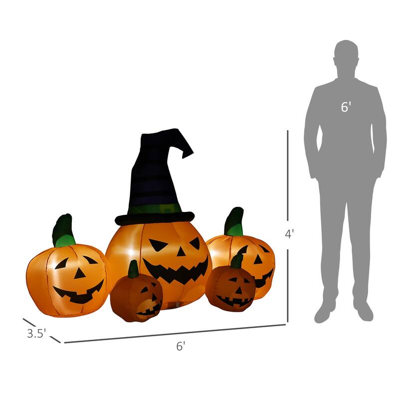 73"L Inflatable Halloween Decoration,5 Pumpkin, Blow Up Outdoor LED Yard Display, Waterproof