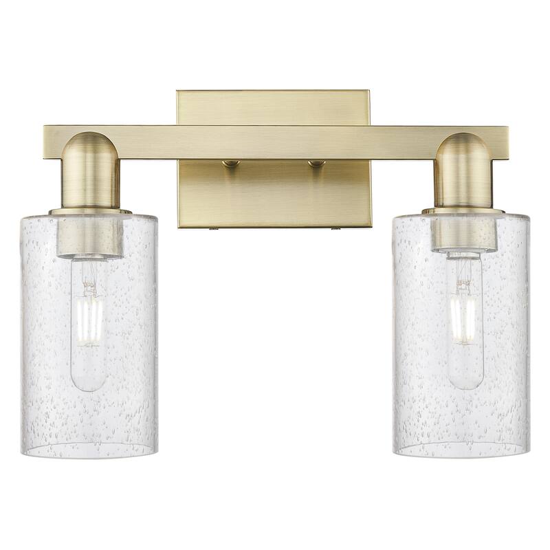 Innovations Lighting Endless Possibilities Arcadia - Clymer - 2 Light 15" Bath Vanity Light - Antique Brass/Seedy
