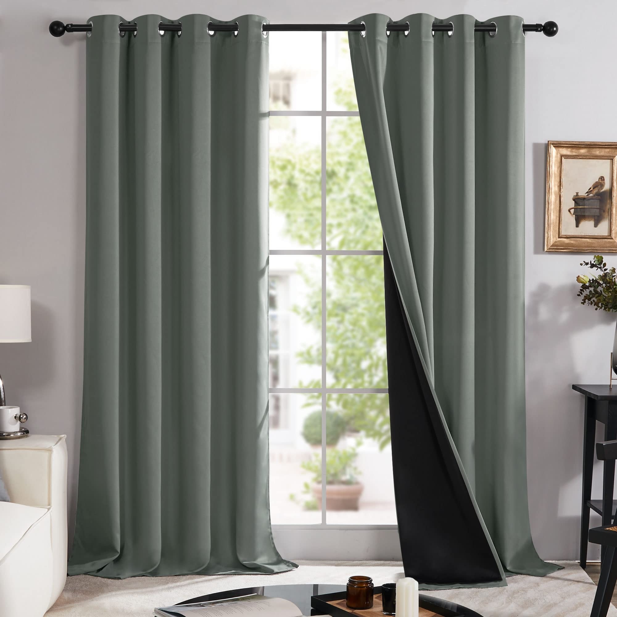 100% Blackout with Liner Grommet Curtain 4 Panels