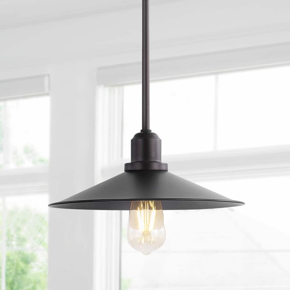 JONATHAN Y Victoria 10.5" 1-Light Bohemian Farmhouse Iron LED Pendant, Oil Rubbed Bronze