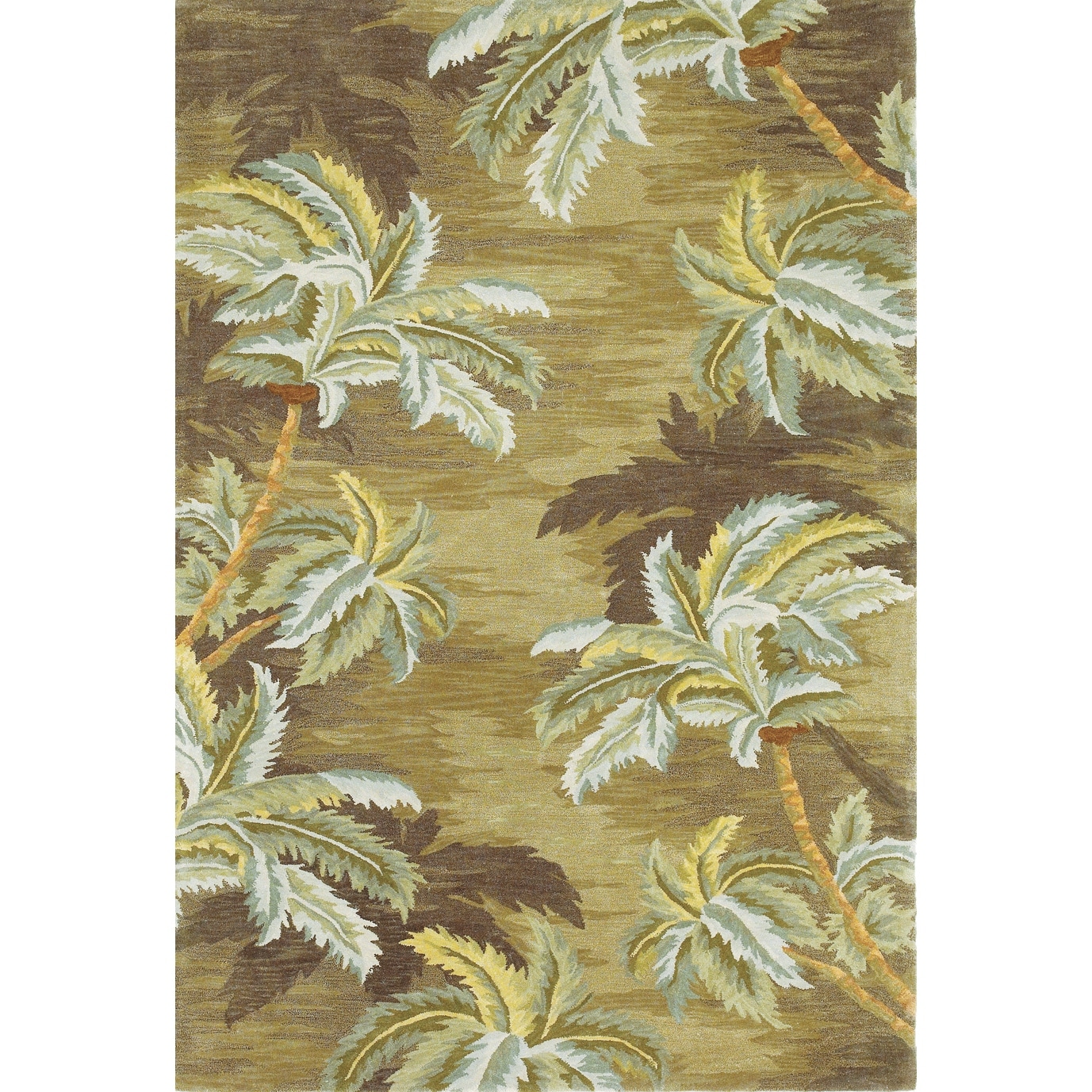 Domani Muted Sage Palm Trees Hand-tufted Wool Rug