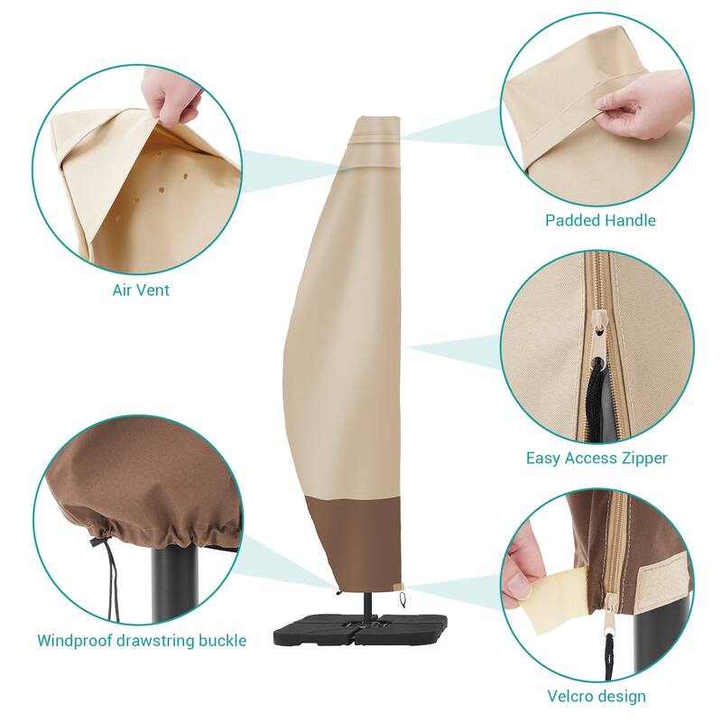 Bonosuki Patio Offset Umbrella Cover - 600D Waterproof Umbrella Cover