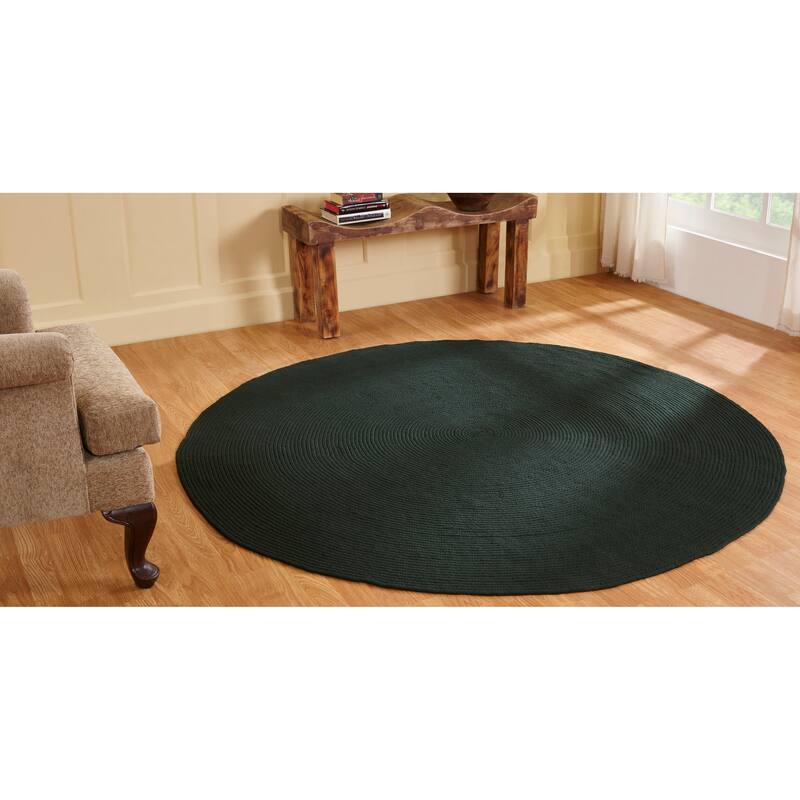 Better Trends Alpine Braid 100% Polypropylene Stain-resistant & Double-Sided Reversible Durable Indoor Area Utility Rug - 72" Round - Hunter Solid
