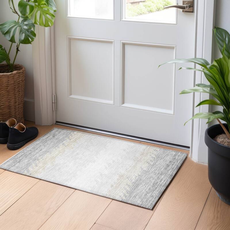 Premium Washable Super Soft Modern Ombre Mayfield Rug - Silver - 1' 8" x 2' 6" - Rectangle