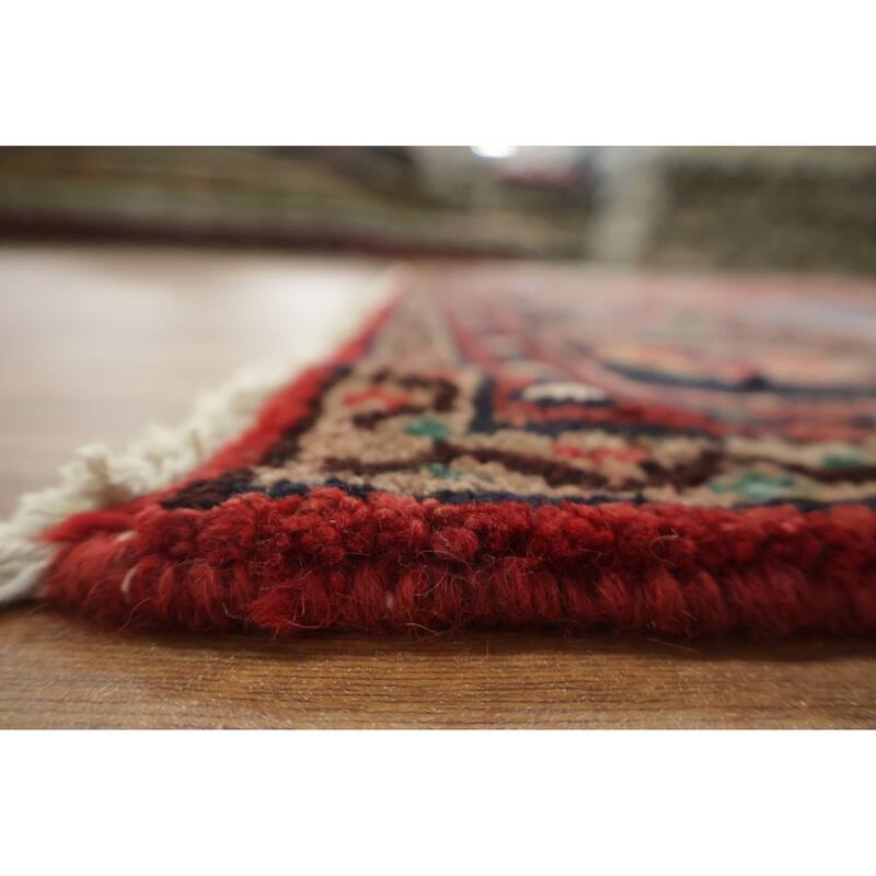 Hand Knotted Oriental 100% Wool Carpet Traditional Floral Red Hamedan Area Rug - 9' 7'' X 6' 7''