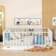 preview thumbnail 3 of 9, White Full Size Metal Floor Bed Frame with Fence and Door for Kids, Boys and Girls, Bedroom