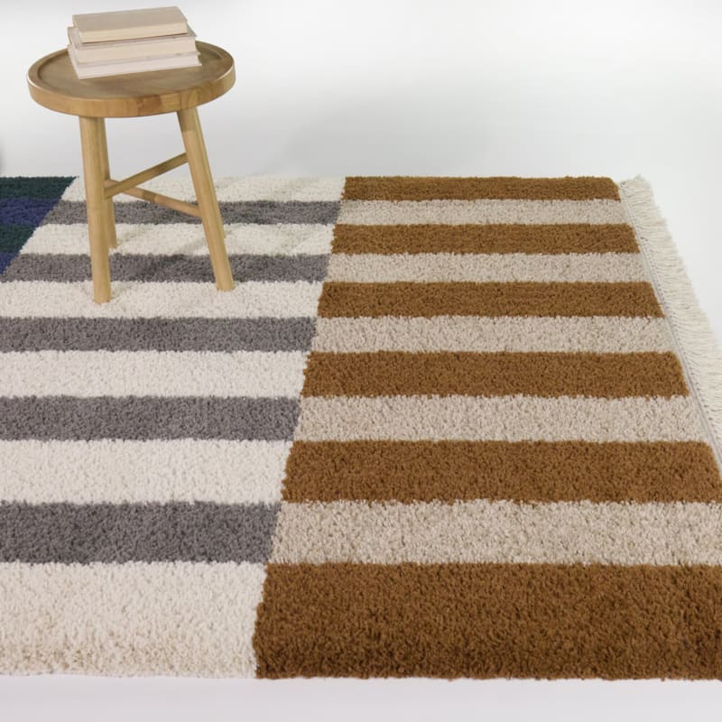 Antonetta Geometric Stripe Area Rug - Rust/Blue - 5'3" x 7'