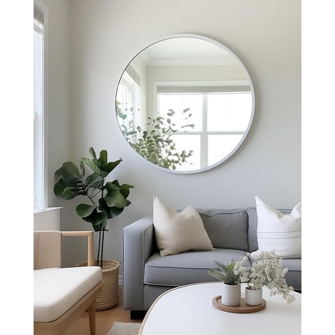 Round Wall Mirror Circle Bathroom Mirror Metal Frame for Bathroom Entryway Bedroom Living Room Wall Mounted Modern Rustic Decor