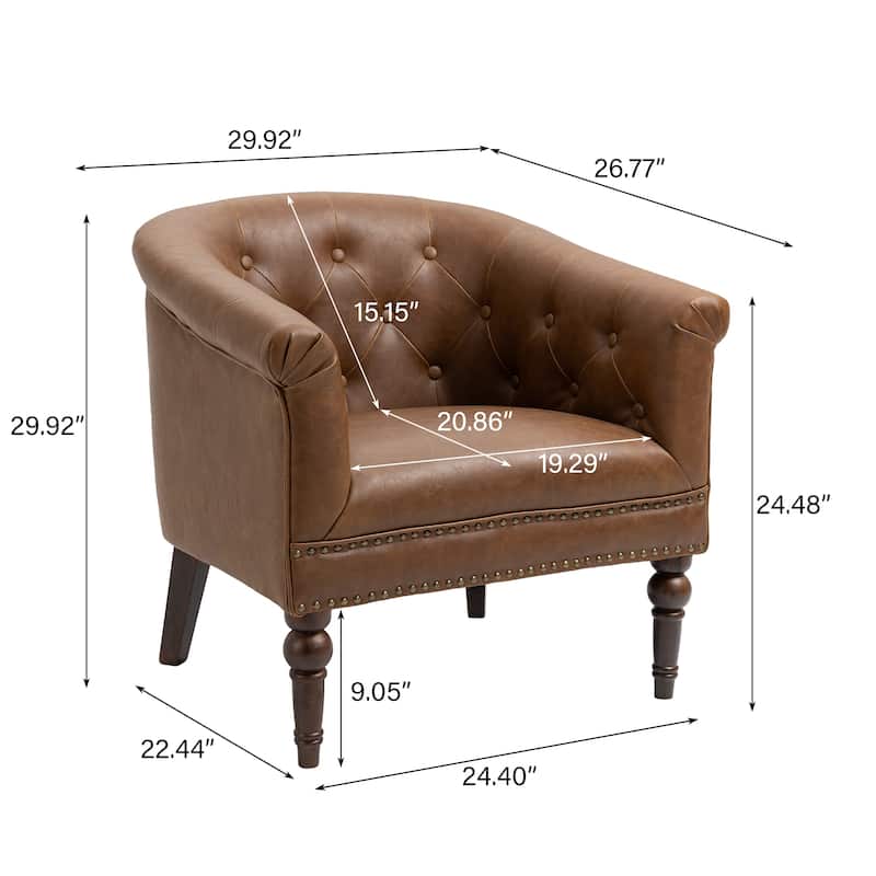 Contemporary PU Leather Tufted Barrel Accent Chair