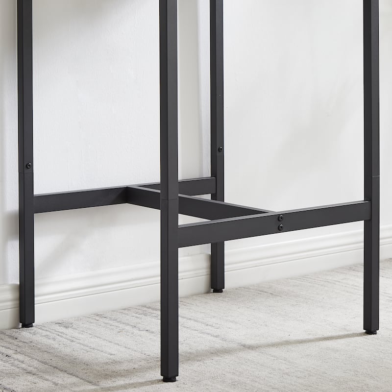 Industrial-Style 3-Piece Bar Table Set with Upholstered Stools, Rustic Woodgrain Tabletop, and Space-Saving Design