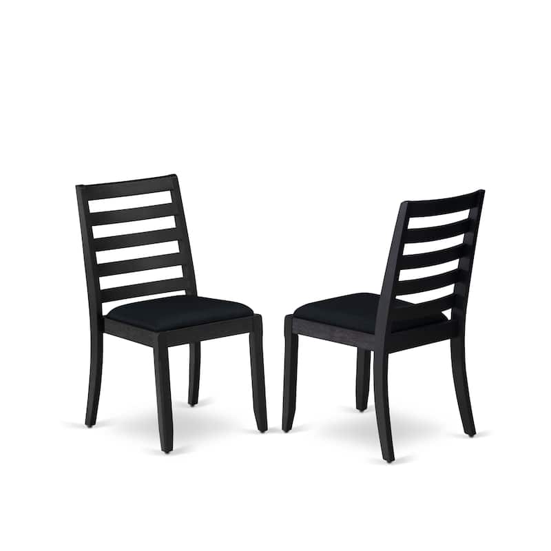East West Furniture Dining Set Includes a Round Table & Stackable Dining Chairs, Black (Pieces & Seat Type Options)