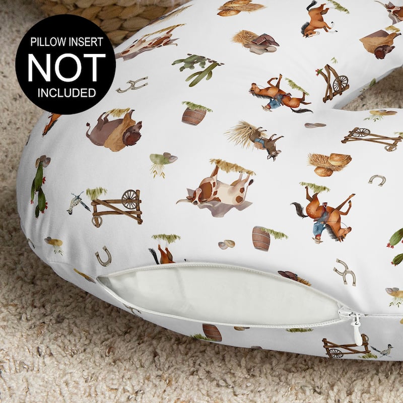 Sweet Jojo Designs Western Cowboy Boy Nursing Breastfeeding Pillow Cover Case (Pillow Not Included) Wild West Horse Cow Animal