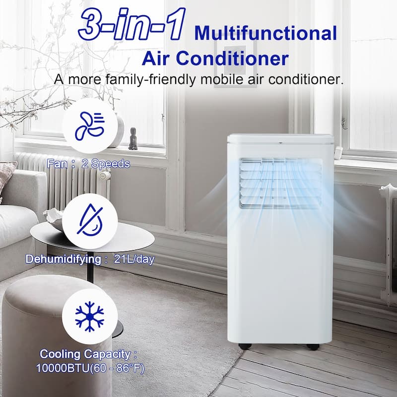 10000Btu Portable Air Conditioner, Cools Up to 450 Sq.Ft