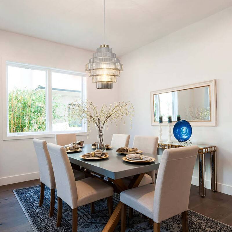 1-Light Classic Pendant Light with Glass Shade, Semi Flush Mount Chandelier for Dining Room Living Room Bedroom Kitchen