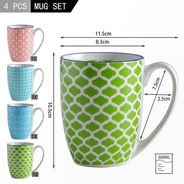 vancasso Bohemia 4-Piece Porcelain Coffee Mug 12Oz. - Bed