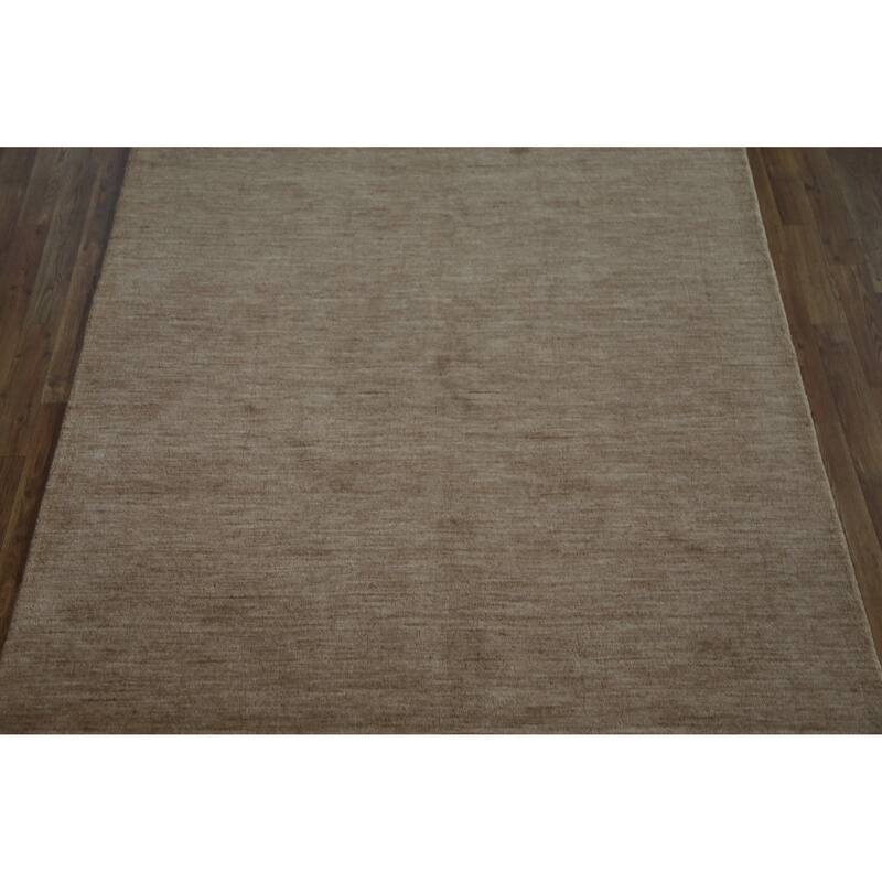 Solid Pink Gabbeh Indian Area Rug Handmade Wool Carpet - 5'3" x 7'7"