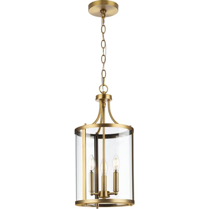 Gilliam Collection Three-Light Vintage Brass New Traditional Hall & Foyer - 10 in x 10 in x 20.75 in