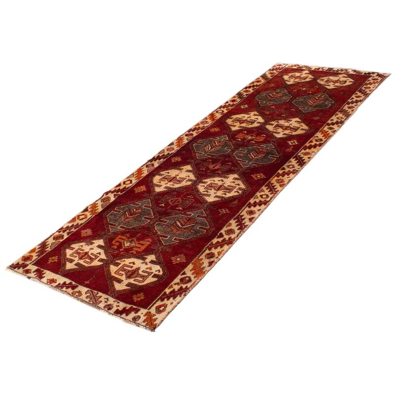 ECARPETGALLERY Hand-knotted Melis Vintage Red Wool Rug - 4'1 x 12'0