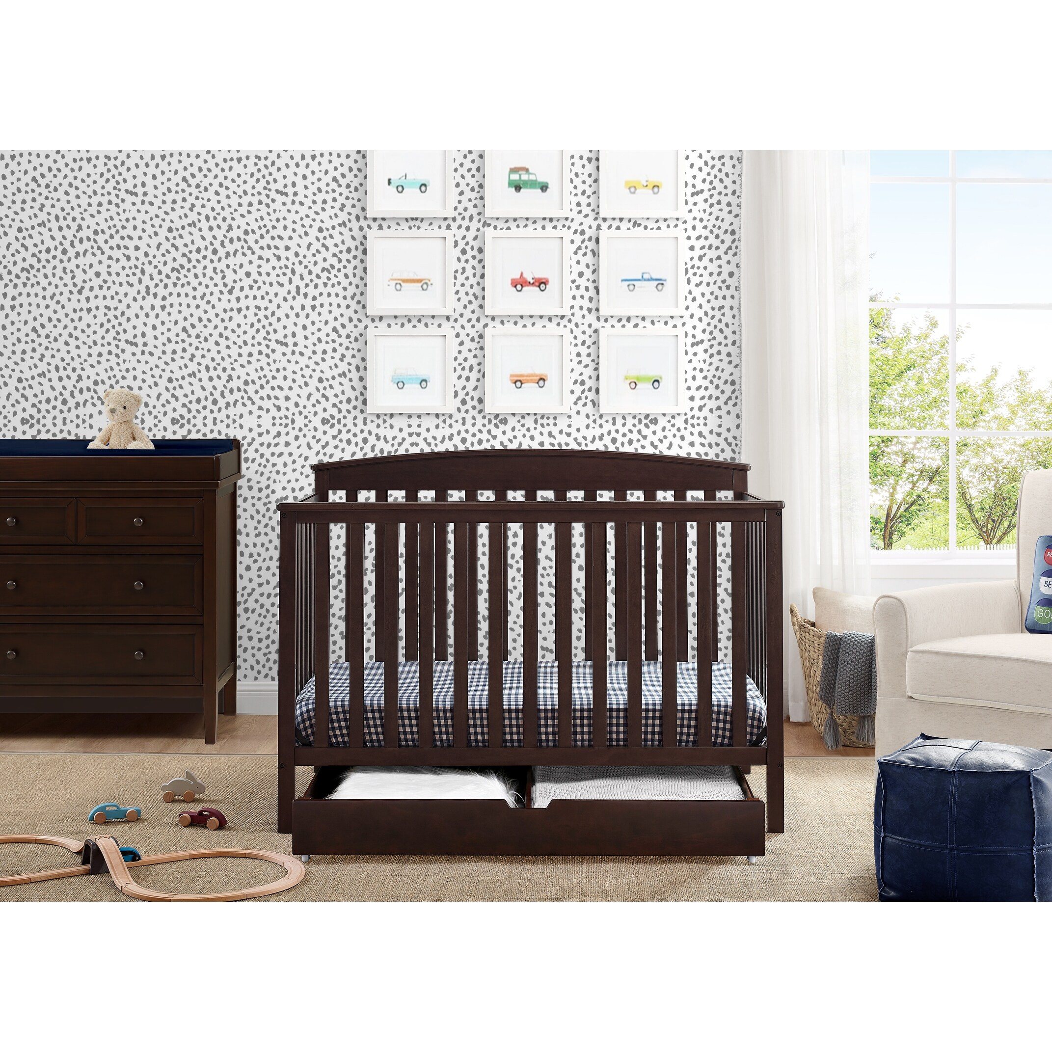 Hanover 6-in-1 Convertible Baby Crib, Walnut Espresso Bed Bath