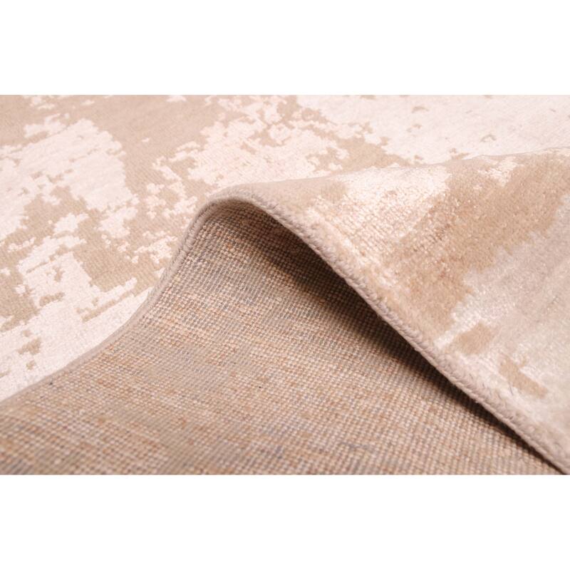 ECARPETGALLERY Hand-knotted Legacy Tan Silk, Wool Rug - 2'6 x 12'2