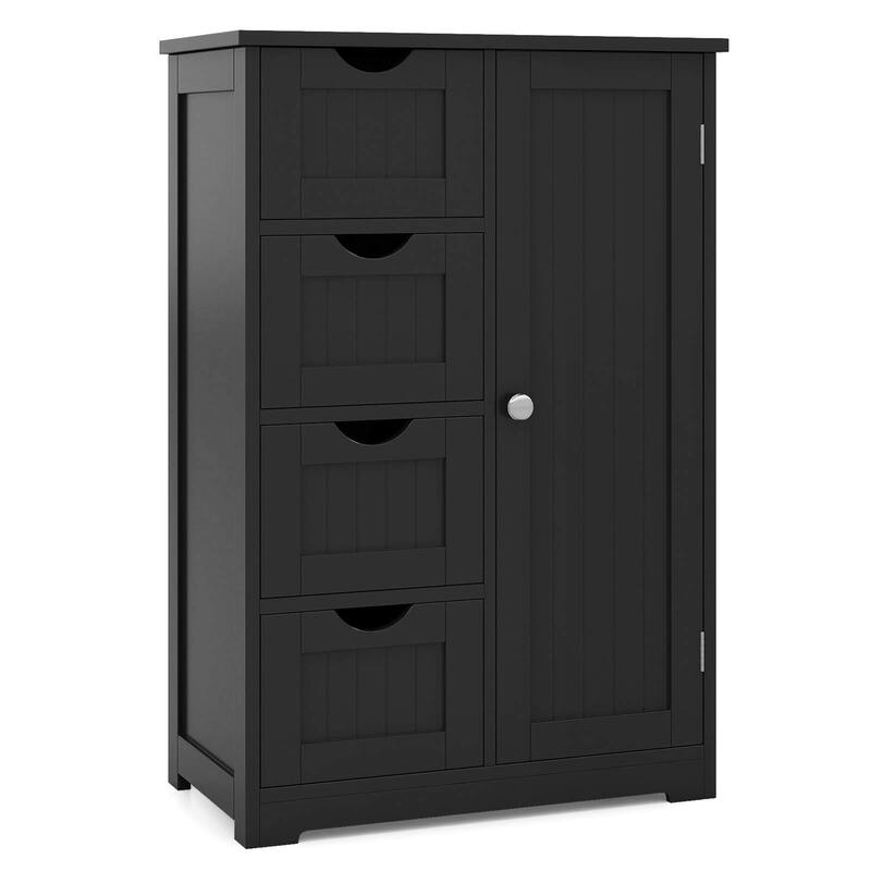 Costway Wooden 4 Drawer Bathroom Floor Cabinet Storage Cupboard 2