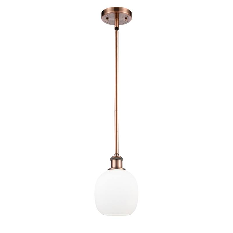 Innovations Lighting Belfast 6" Wide Mini Pendant - Antique Copper / Matte White