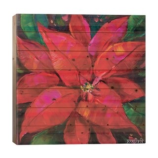 Fiery Red Poinsettia Magic Print On Wood by Rohini Mathur - Multi-Color ...