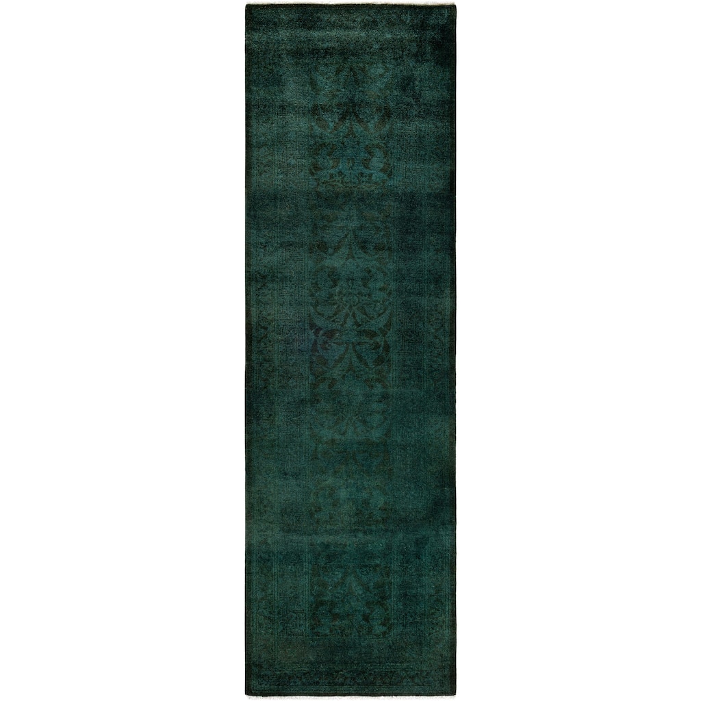 Overdyed One-of-a-Kind Hand-Knotted Area Rug - Green - 2' 7" x 8' 7"
