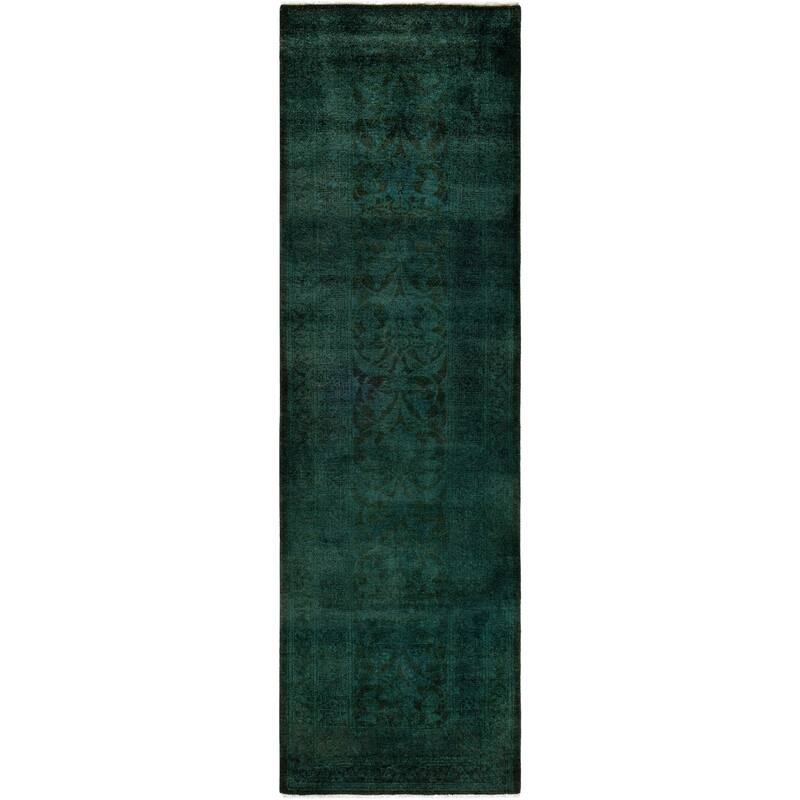 Overdyed One-of-a-Kind Hand-Knotted Area Rug - Green - 2' 7" x 8' 7"