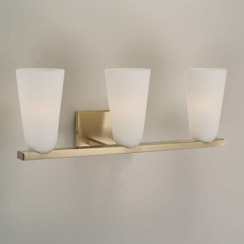24" W x 9.5" H 3-Light Vanity in Matte Brass with Faux Alabaster Glass - 24"W x 9.25"H x 8"E