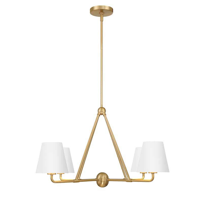 Xavier 4 Light Vibrant Gold and White Chandelier - 31.75"W x 17"H x 31.75"D