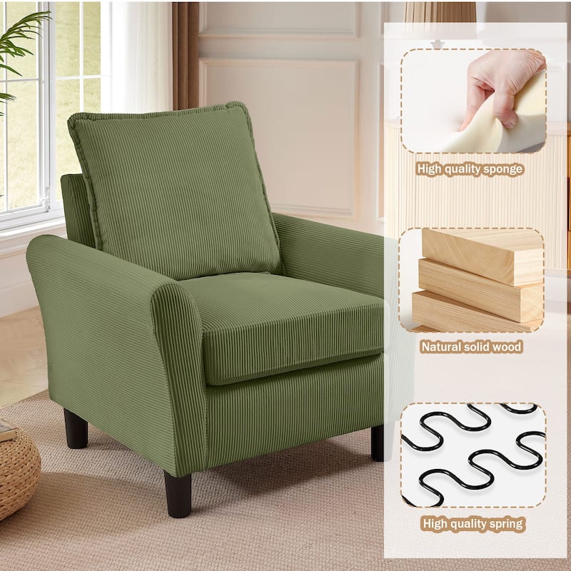 4-Piece Corduroy Living Room Sectional Sofa Set with Loveseat and Chair