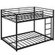 preview thumbnail 4 of 11, Full over Full Metal Bunk Bed, Low Bunk Bed with Ladder Black