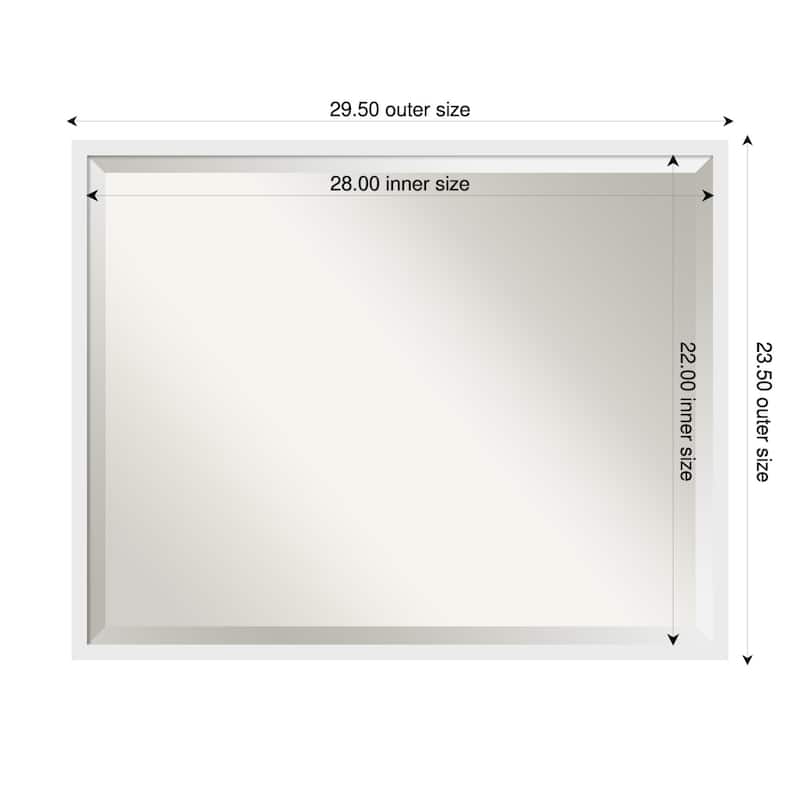Incline Beveled Wood Framed Wall Mirror - 30 x 24 in - Incline White
