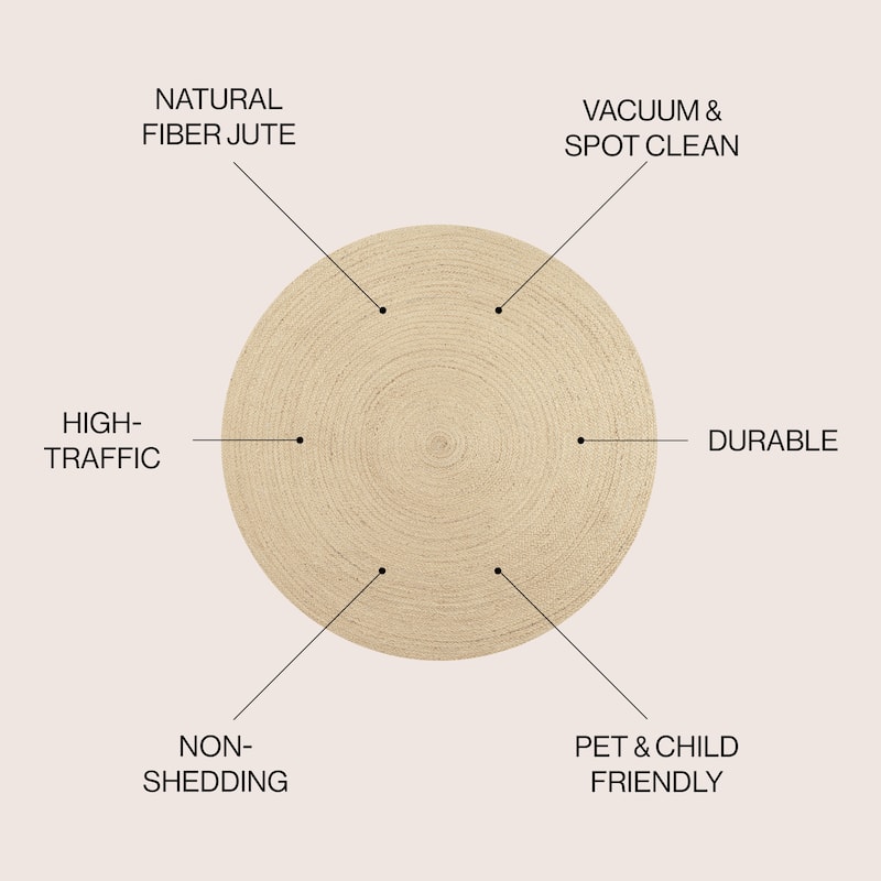 JONATHAN Y Abyss Braided Coastal Cottage Round Jute Area Rug